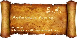 Stefanovits Avarka névjegykártya